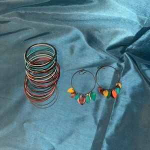 Tropical Bangles with matching earrings set